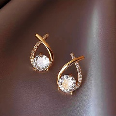 Korean ear jewelry new pearl micro-inlaid zircon alloy ear studs
