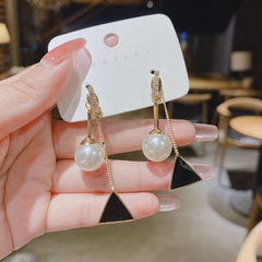 fashion long tassel triangle diamond alloy drop earrings