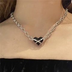 sweet hip-hop thorns heart-shaped pendant alloy necklace thick chain 