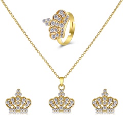 baroque crown three-piece wedding full diamond jewelry alloy set