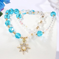 Two-piece set of blue crystal star transfer beads bracelet 
