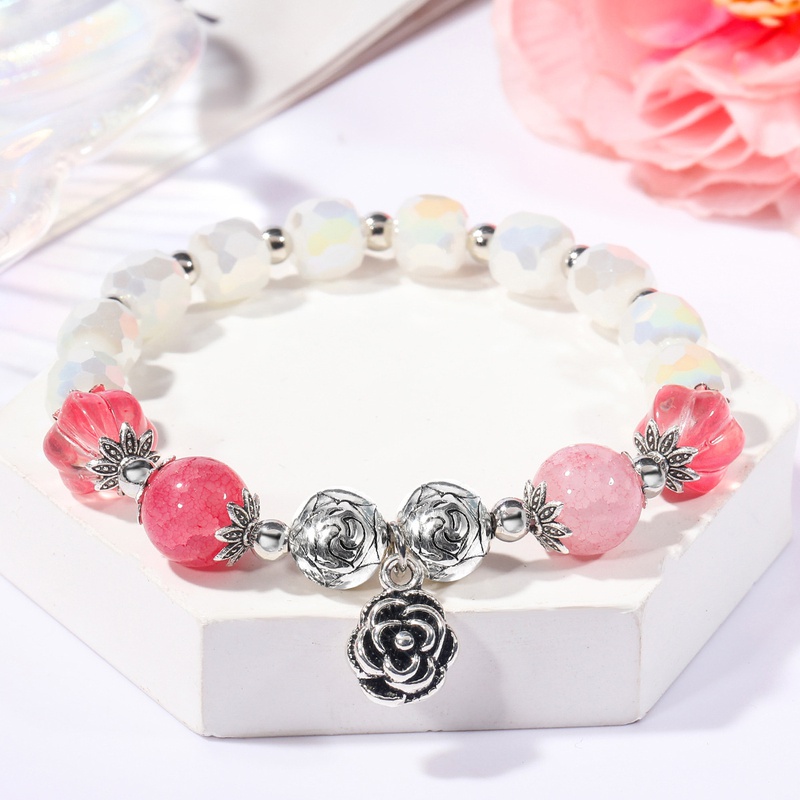 mode rose perlen rosa pfirsichblte perlen armband weiblich