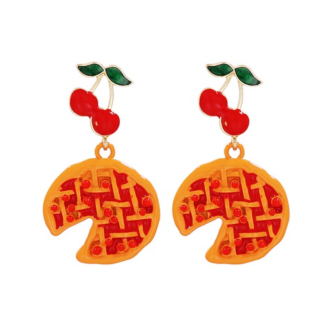 new fruit red cherry pomegranate alloy drop oil earrings female's discount tags