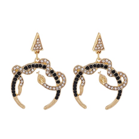 new retro exaggerated coiled snake shape alloy diamond earrings 's discount tags