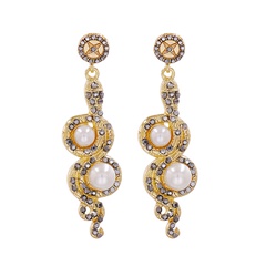 new creative coil snake pearl diamond retro ear jewelry women