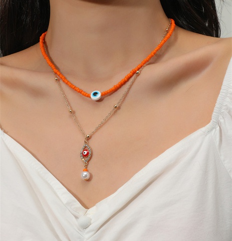 fashion hand-woven ethnic style devil's eye bead multi-layer necklace's discount tags