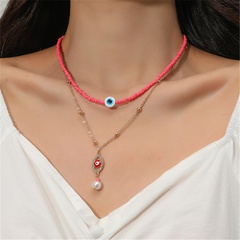 Mehrschichtige Halskette aus handgewebten Teufelsaugen-Perlen im Retro-Stil für Damen