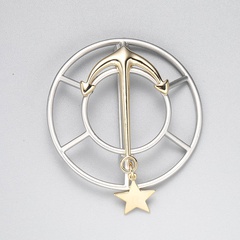 Simple Vintage Anchor Star Hollow Copper Brooch