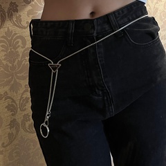 Retro metal inverted triangle letter waist chain accessories women
