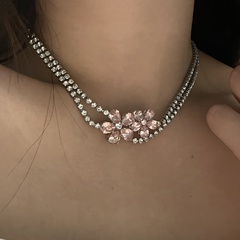 Full diamond collarbone flower female sweet fashion necklace female set