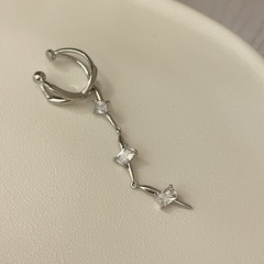 fashion water drop tassel zircon ear clip simple alloy drop earrings