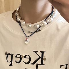 nouveau pendentif de perles de clown collier en métal de chaîne de chandail de perles bleues