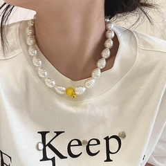 cute yellow duck ladybug fashionable contrast color beads collarbone chain