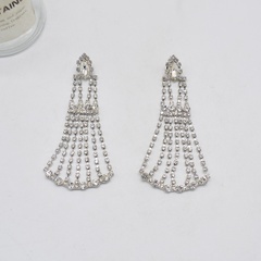 Fashion diamond long tassel earrings simple alloy drop earrings