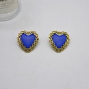 Boucles d39oreilles en forme de coeur bleu rtro franais boucles d39oreilles simples en alliagepicture6