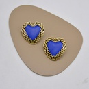 Boucles d39oreilles en forme de coeur bleu rtro franais boucles d39oreilles simples en alliagepicture8