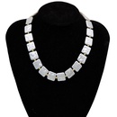 new square bead necklace retro baroque shaped pearl alloy clavicle chainpicture7