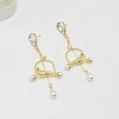fashion long tassel birdcage pearls alloy drop earrings