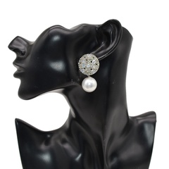 fashion diamond-studded pearl earrings simple alloy drop earrings