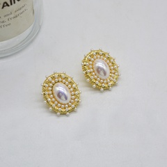 fashion pearl earrings simple retro alloy stud earrings