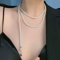 Multi-layer pearl stacked women's retro baroque fashion collarbone chain