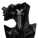 fashion diamond butterfly long tassel pearl alloy drop earringspicture7