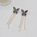 fashion diamond butterfly long tassel pearl alloy drop earringspicture9
