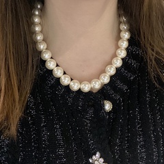 retro artificial pearl beaded women's collarbone sweater chain