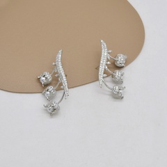 fashion flower bud pearl earrings simple zircon alloy stud earrings