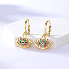 Fashion Jewelry Copper 18K Gold Plated Color Zircon Eye Earrings Earrings