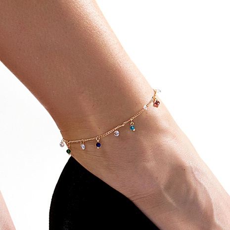 fashion geometric copper material electroplating 18K gold zircon beach anklet's discount tags
