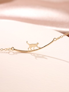 simple cute cat arc alloy necklace clavicle chain