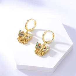 Fashion Copper 18K Gold Plated Colorful Zircon Butterfly Buckle Earringspicture6