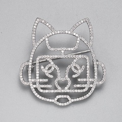 broche de zircon incrustée de cuivre de chat mignon de dessin animé classique