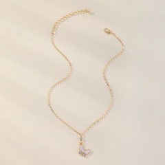 Simple elegant butterfly diamond geometric alloy necklace