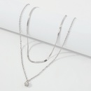 simple diamond double layered alloy necklacepicture15