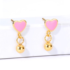 Stainless steel material electroplating 18K gold heart bead pendant earrings