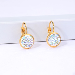 fashion stainless steel electroplating 18K gold color zircon round stud earrings