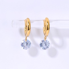 fashion stainless steel material electroplating 18K zircon gold ear buckle earrings