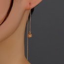 A pair of new hollow cage copper zircon pendant tassel pierced ear line earringspicture10