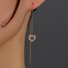 New copper micro-inlaid zircon heart pendant Korean tassel earrings