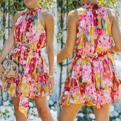 2022 Neues reizvolles Chiffon-hängendes Blumendruck-Schnürkleid für Frauen