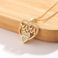 new letter heart-shaped MAMA pendant copper inlaid zircon necklace