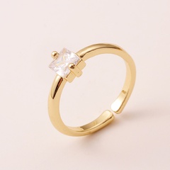 Women's Simple Copper Plated 18K Gold Diamonds Couple Tail Ring 