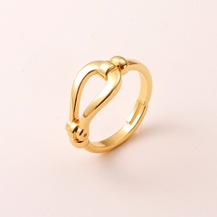 Mode geometrischer einfacher U-förmiger offener Ring aus Kupfer mit echtem Gold