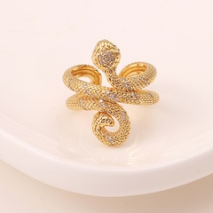 hip-hop exaggerated geometric double-layer snake-shaped copper tail ring