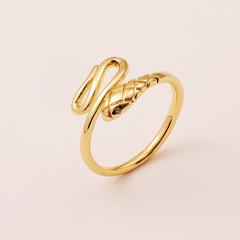 Simple copper plated real gold snake-shaped open fine ring wholesale 