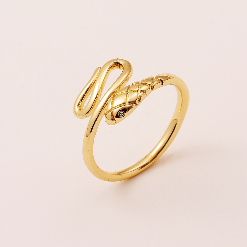 Simple copper plated real gold snakeshaped open fine ring wholesale