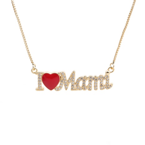 Heart Moon Letter MAMA Pendant Copper Necklace's discount tags