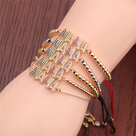 English letters color zircon MAMA Mother's Day copper bracelet's discount tags